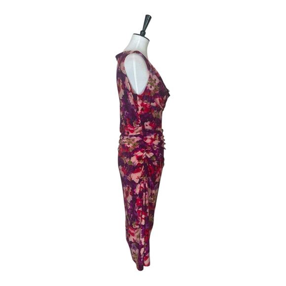 Lauren Ralph Lauren Dress Drape Neck Shirred Link Purple Floral Women’s Size 12 - Picture 3 of 14